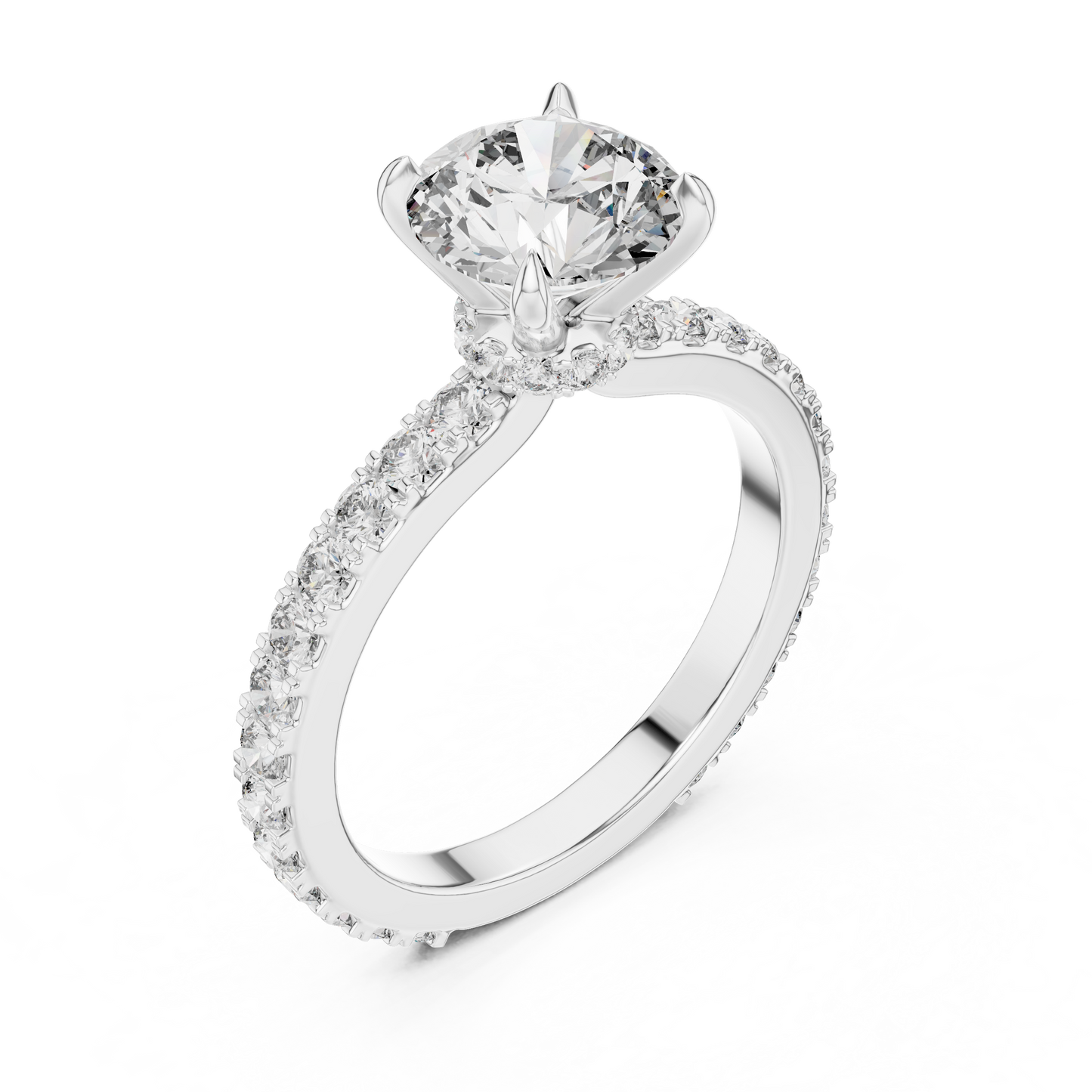 Round Pave Lab Grown Diamond Ring
