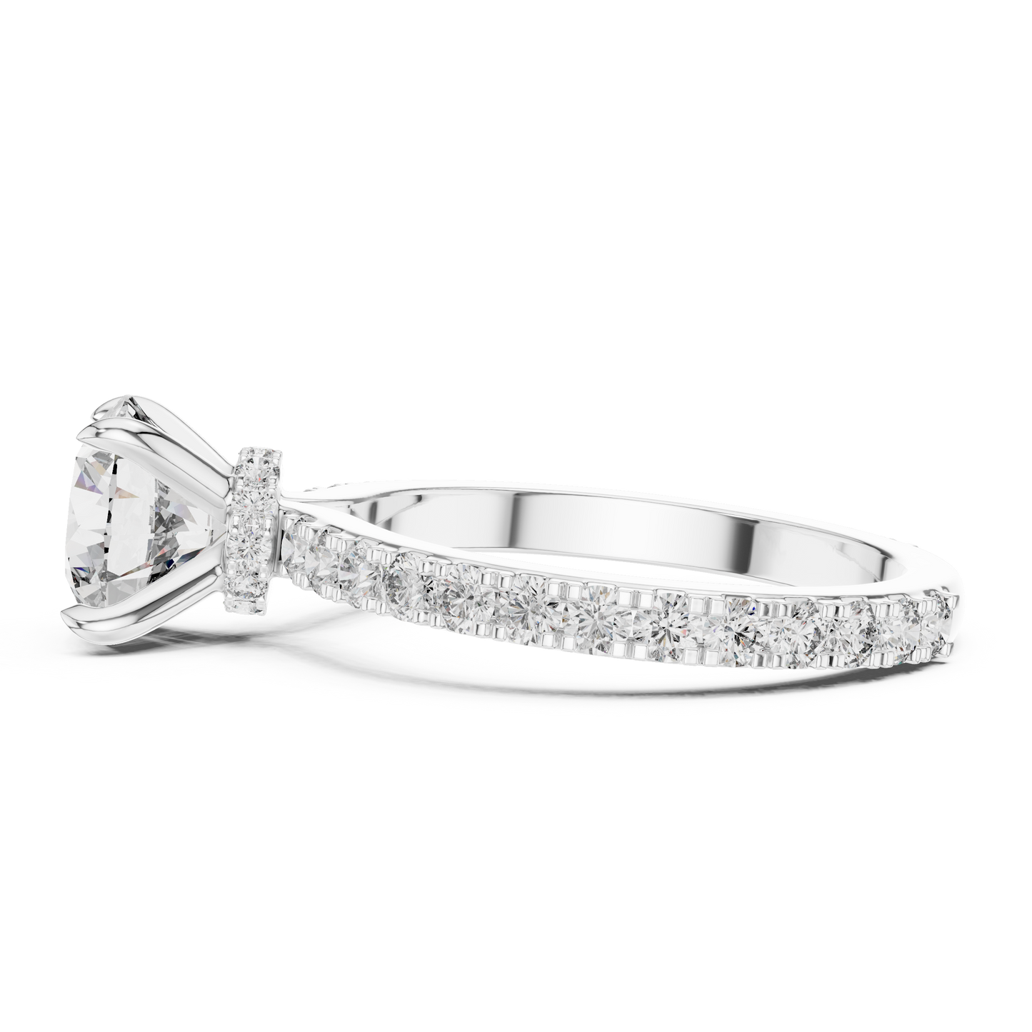 Round Pave Lab Grown Diamond Ring