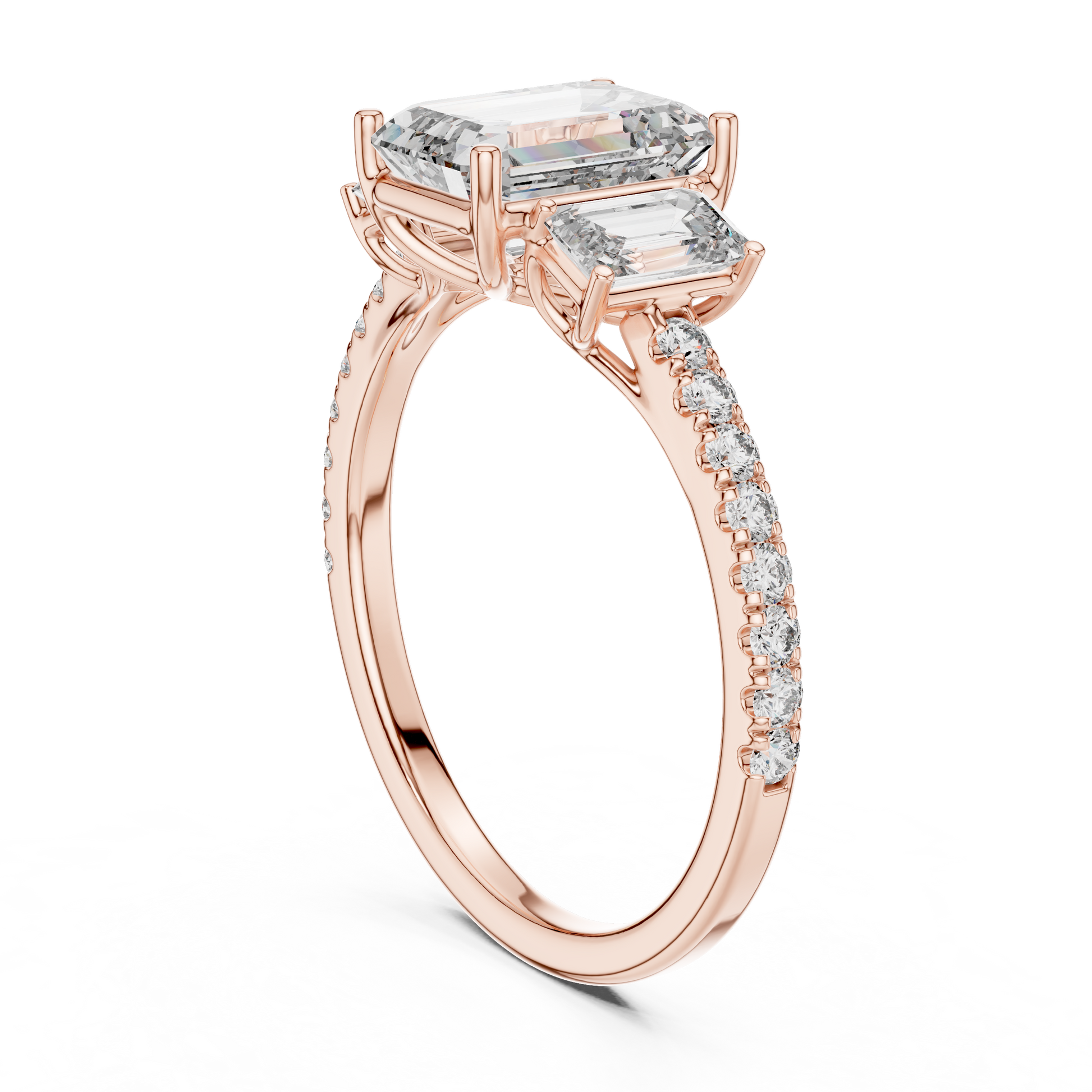Mixed Shape Lab Grown Diamond Side Stone Ring