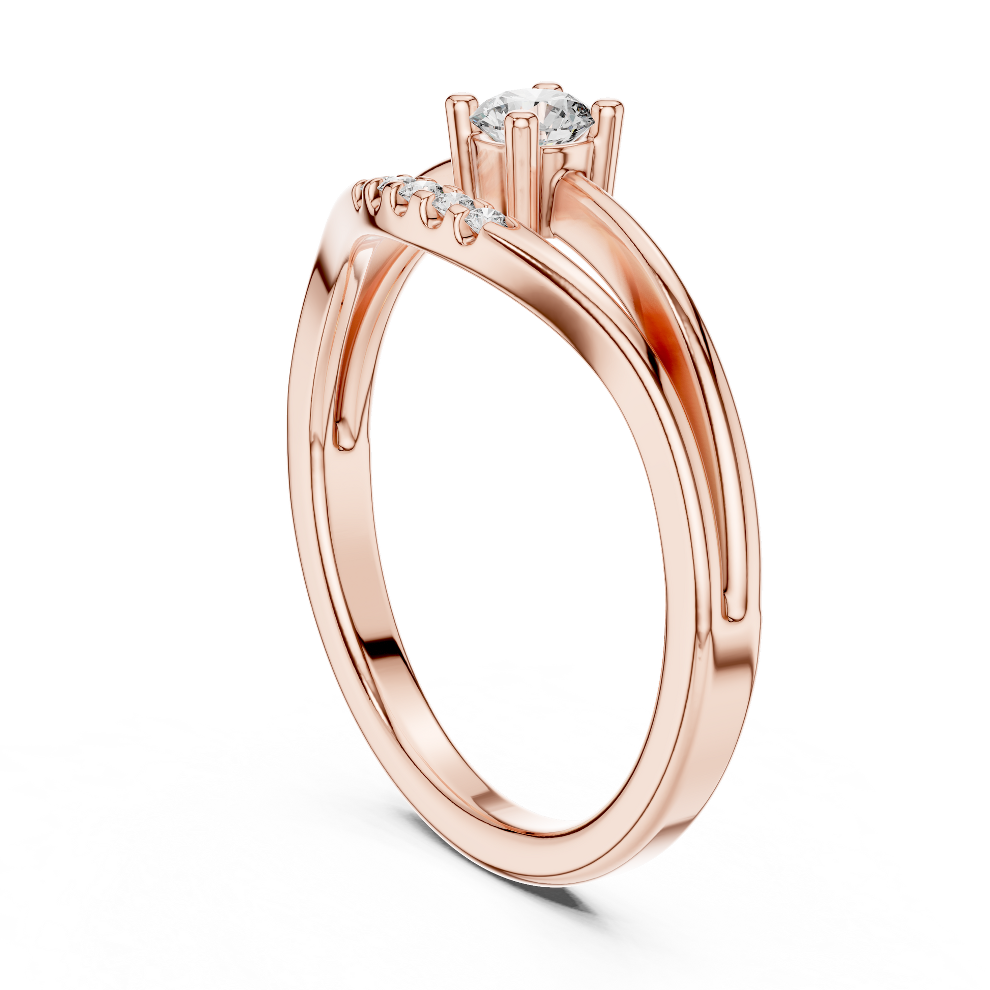 Round Side Stone Lab Grown Diamond Ring