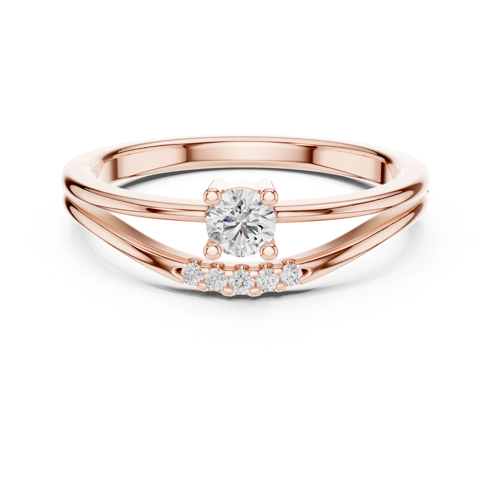 Round Side Stone Lab Grown Diamond Ring