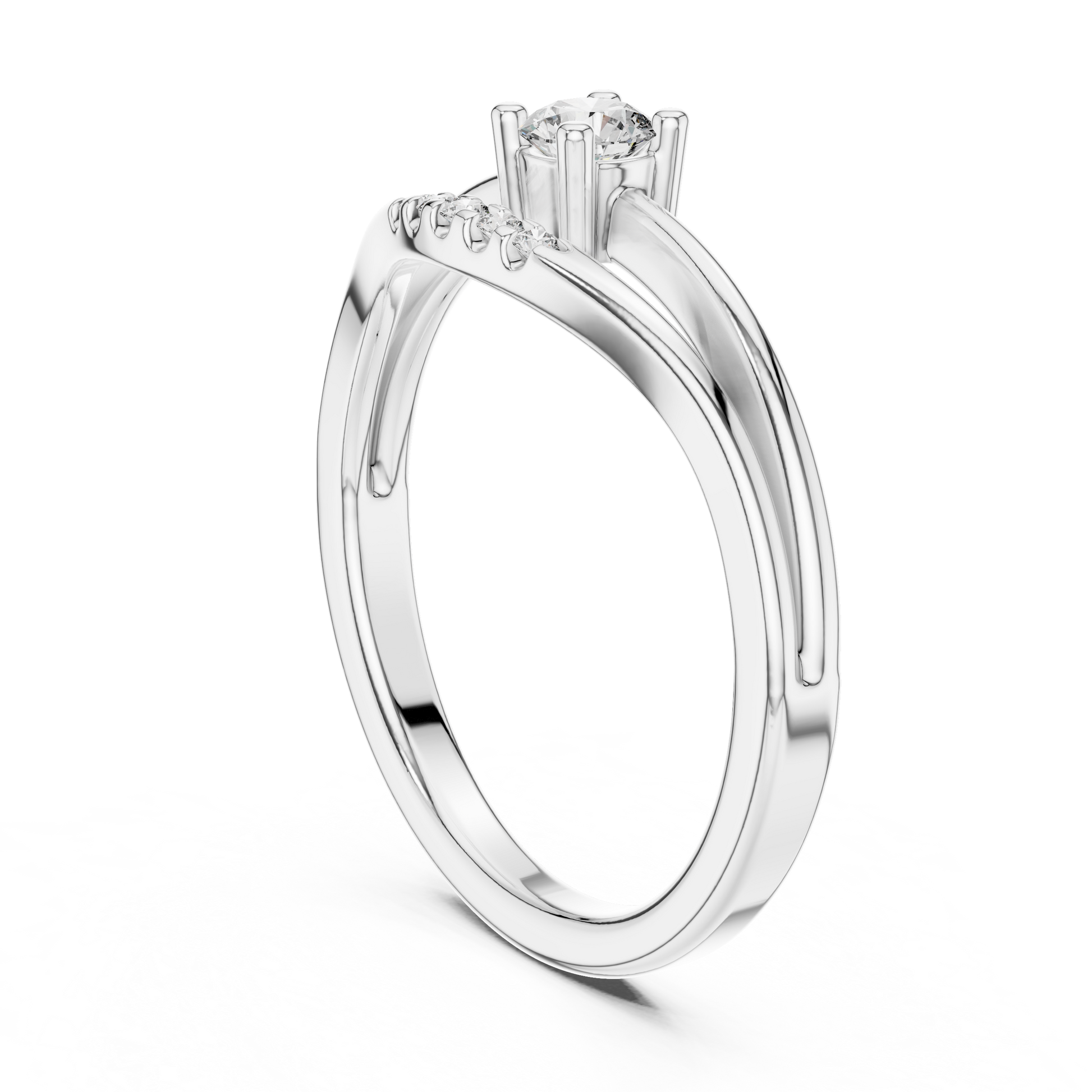 Round Side Stone Lab Grown Diamond Ring