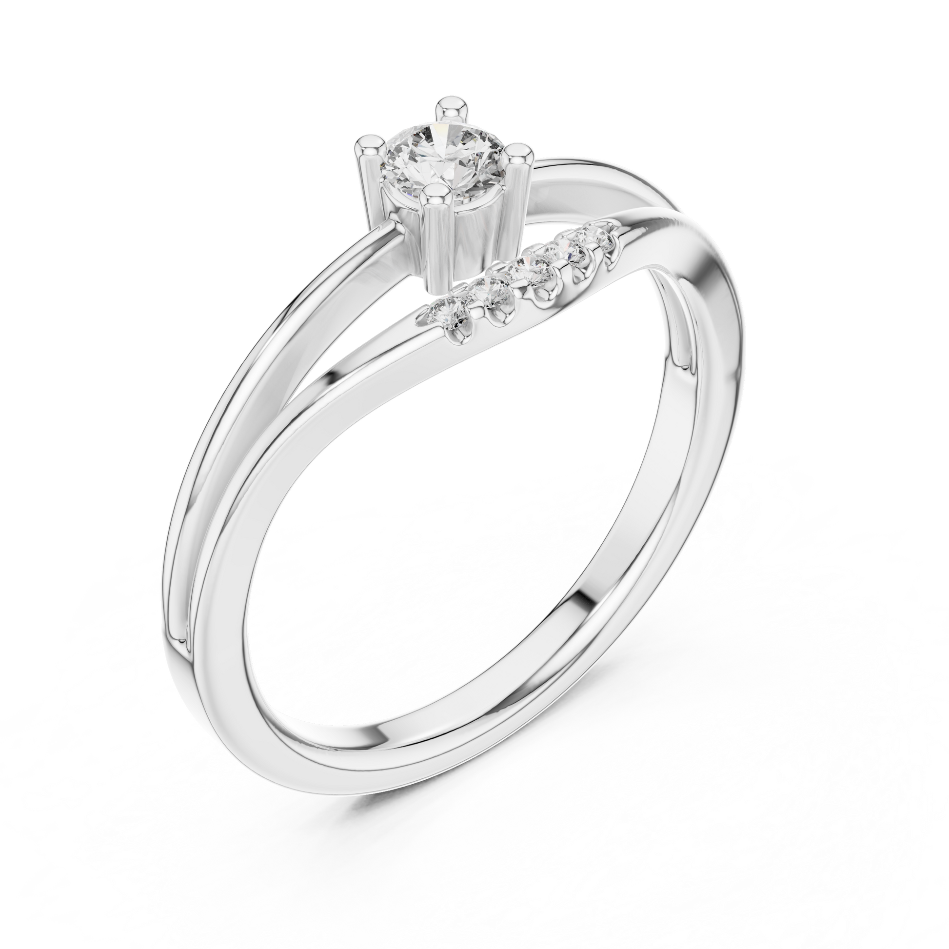 Round Side Stone Lab Grown Diamond Ring