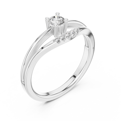 Round Side Stone Lab Grown Diamond Ring