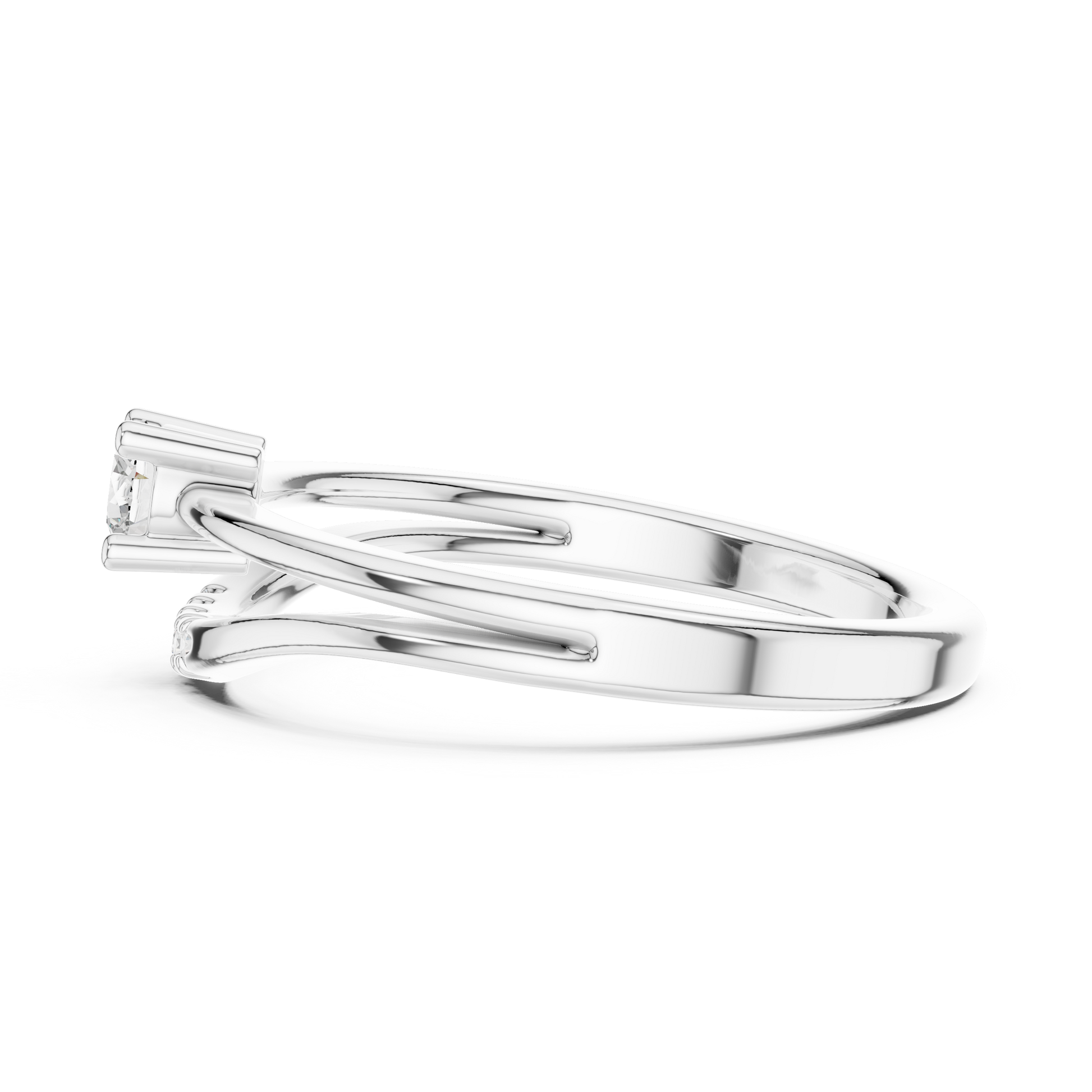 Round Side Stone Lab Grown Diamond Ring