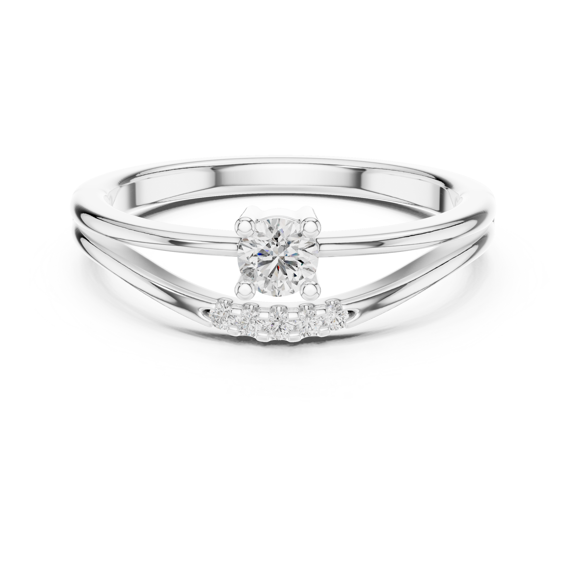 Round Side Stone Lab Grown Diamond Ring