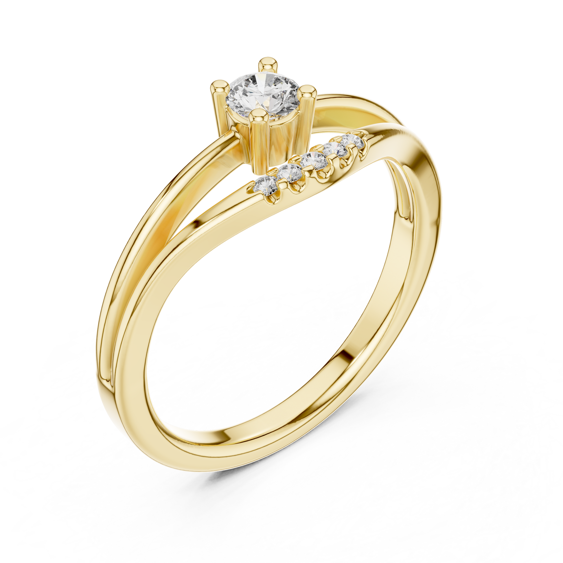 Round Side Stone Lab Grown Diamond Ring