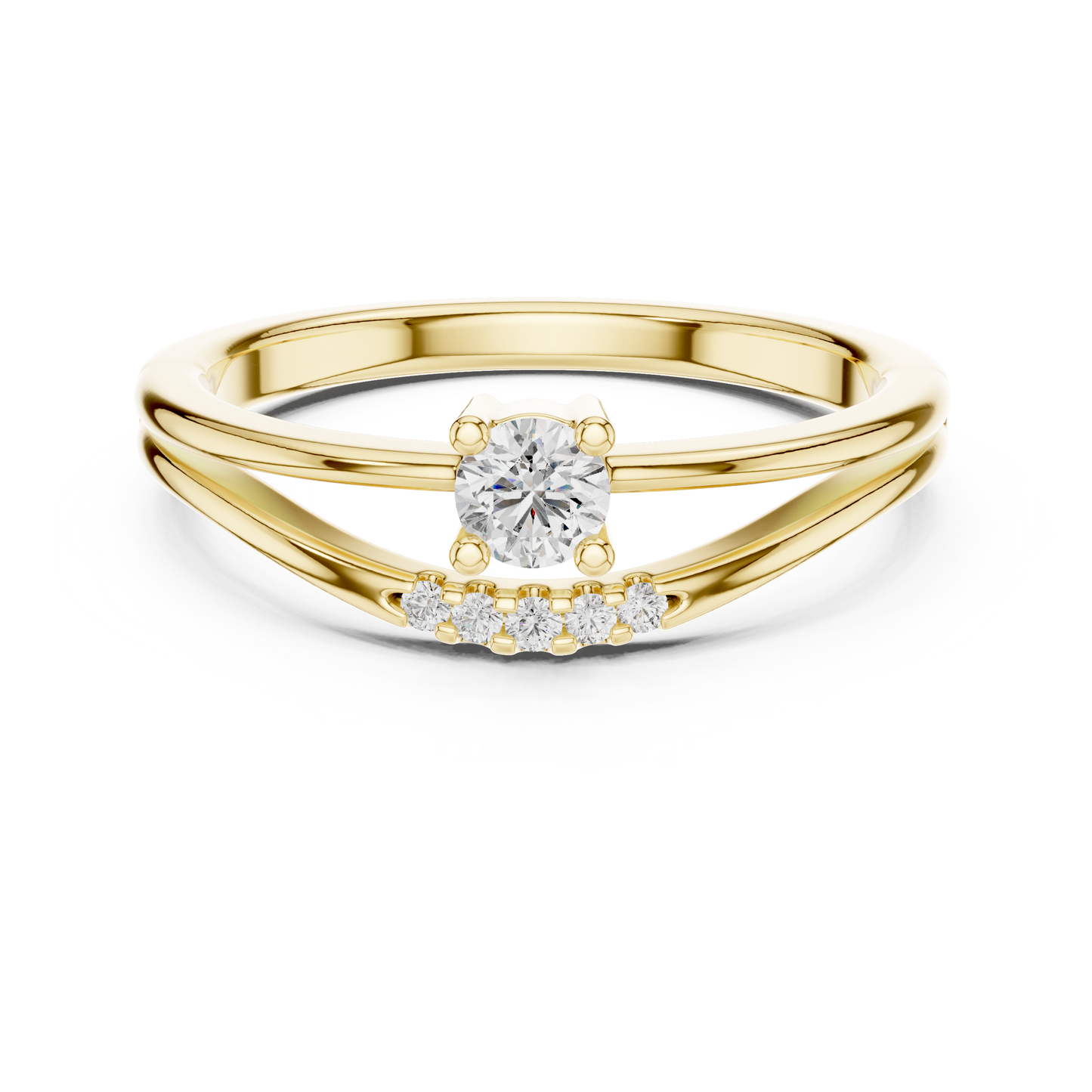 Round Side Stone Lab Grown Diamond Ring