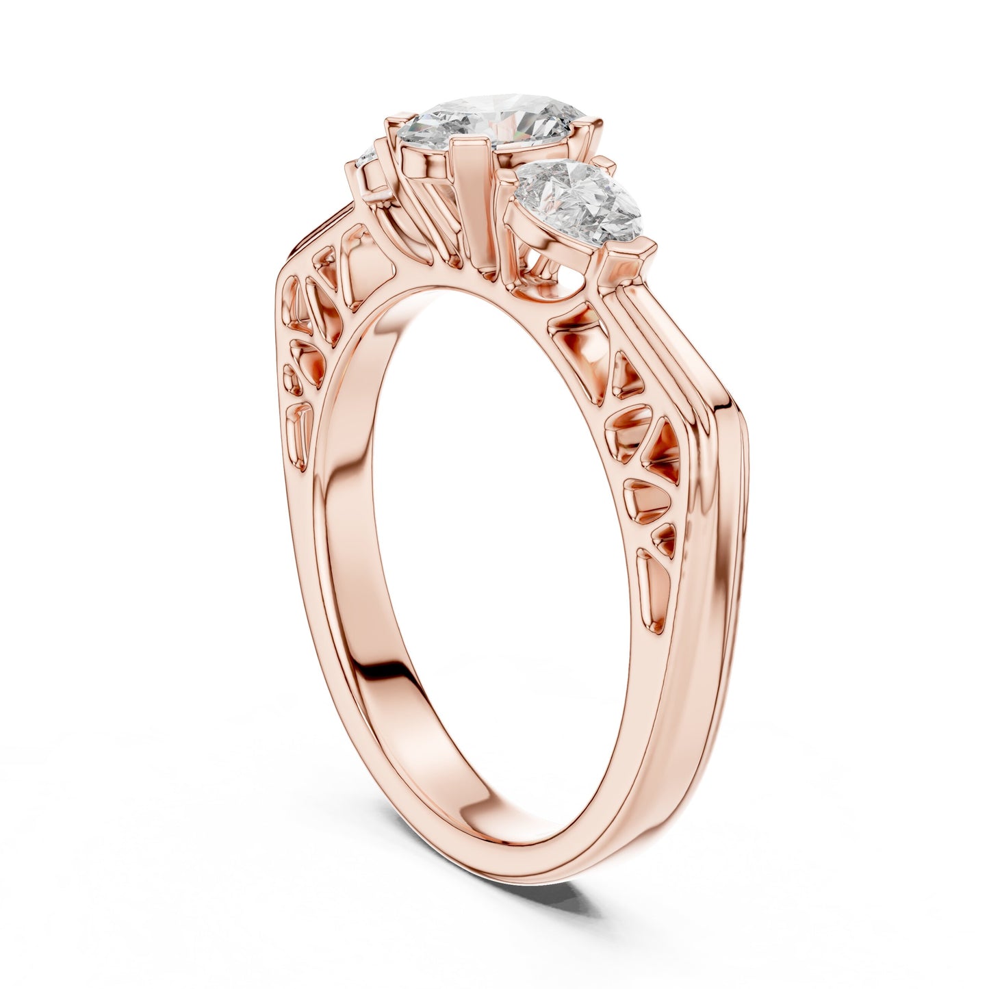 Round Three Stone Lab Grown Diamond Ring