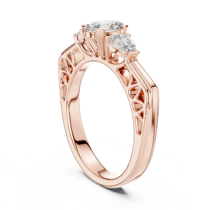 Round Three Stone Lab Grown Diamond Ring