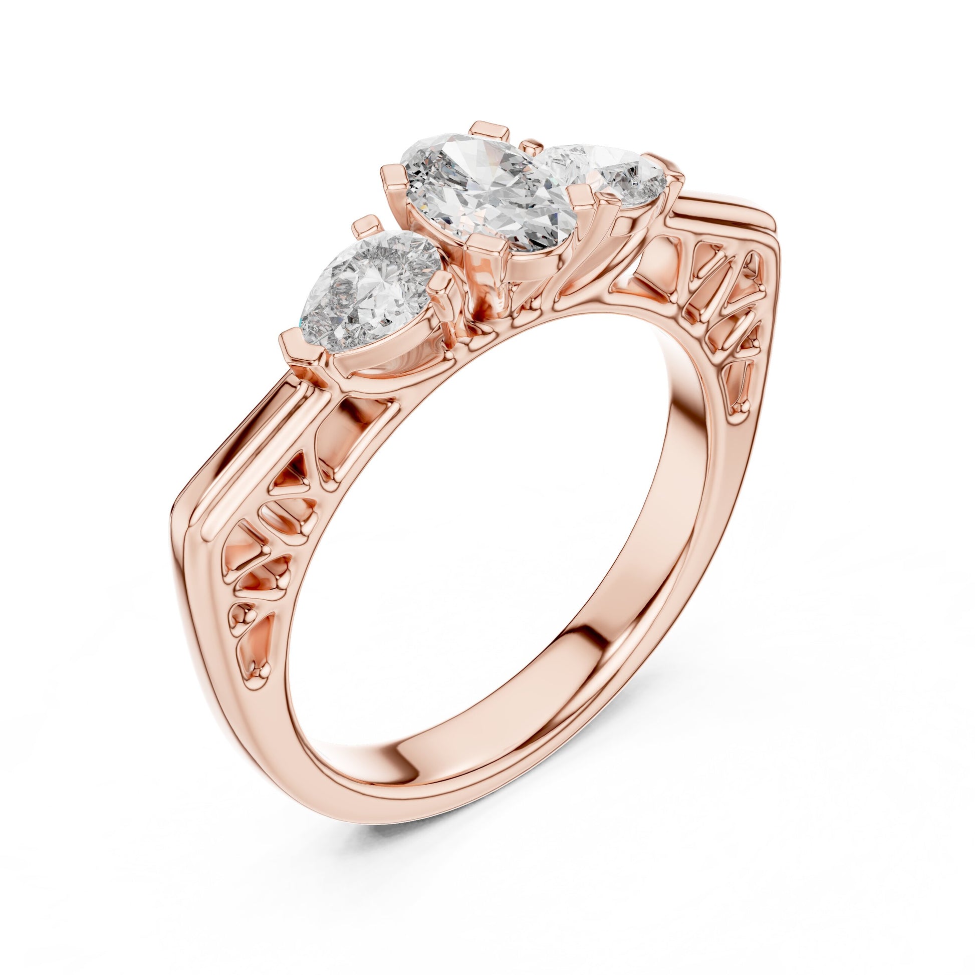 Round Three Stone Lab Grown Diamond Ring