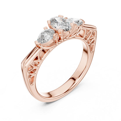 Round Three Stone Lab Grown Diamond Ring