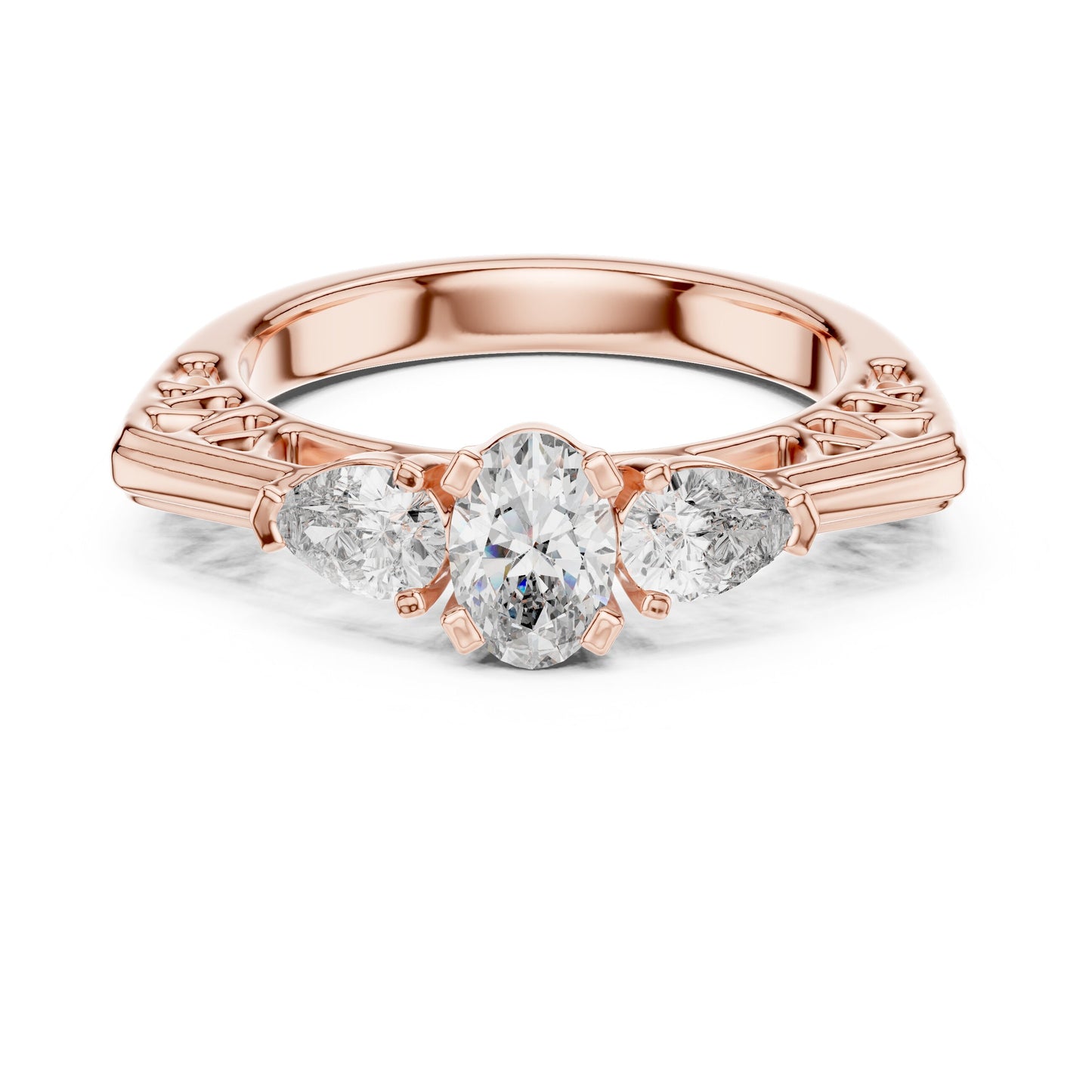 Round Three Stone Lab Grown Diamond Ring