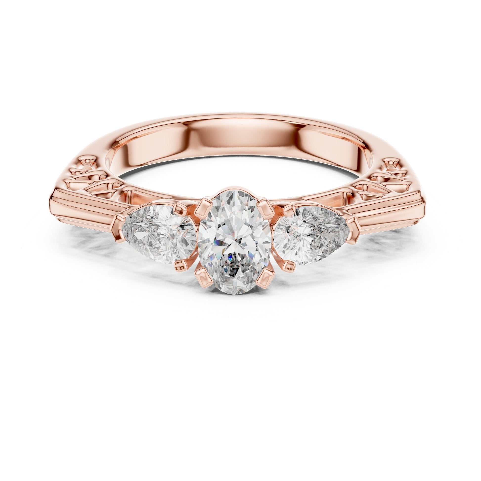 Round Three Stone Lab Grown Diamond Ring