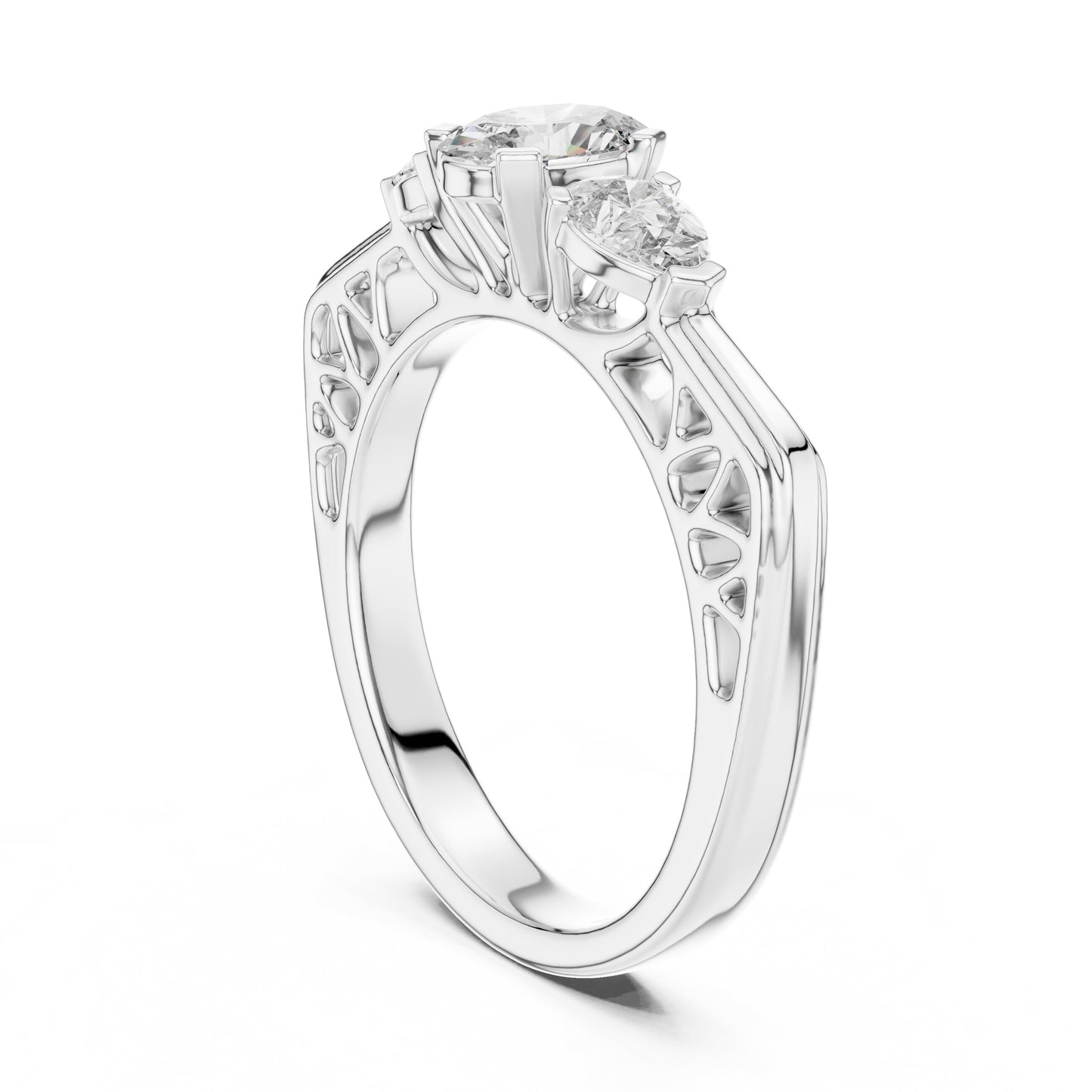 Round Three Stone Lab Grown Diamond Ring