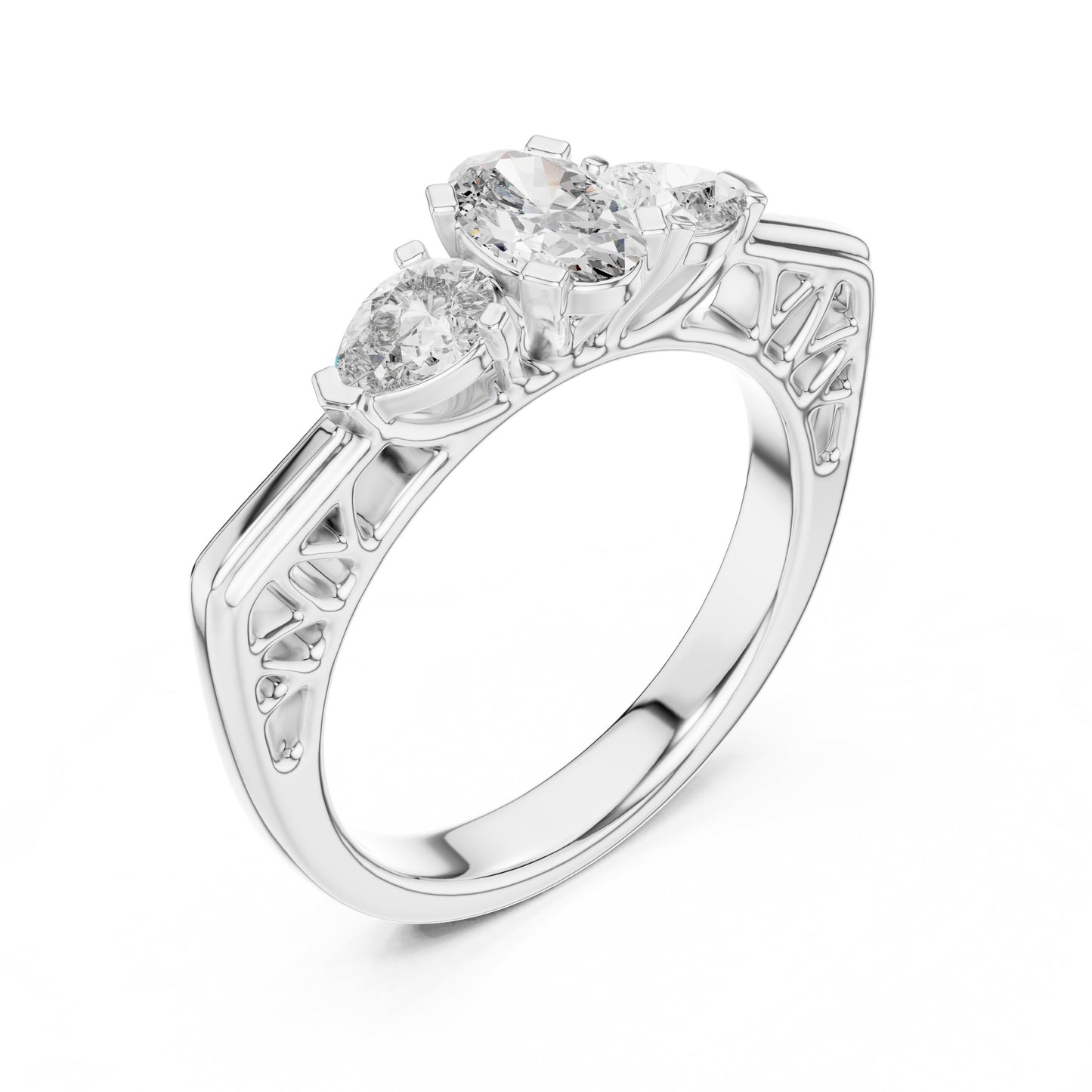 Round Three Stone Lab Grown Diamond Ring