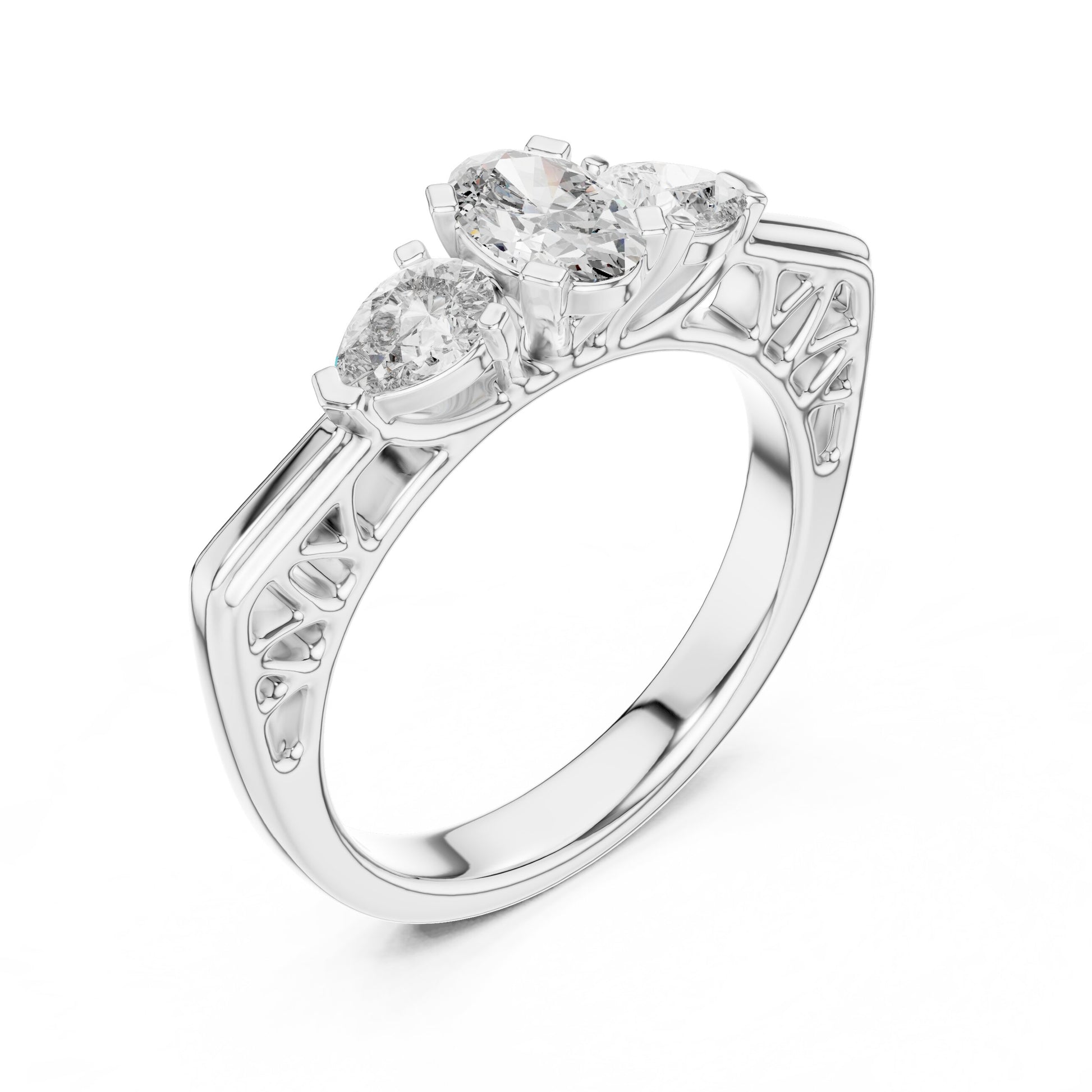 Round Three Stone Lab Grown Diamond Ring