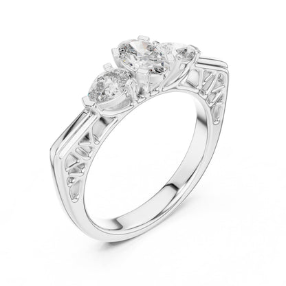 Round Three Stone Lab Grown Diamond Ring