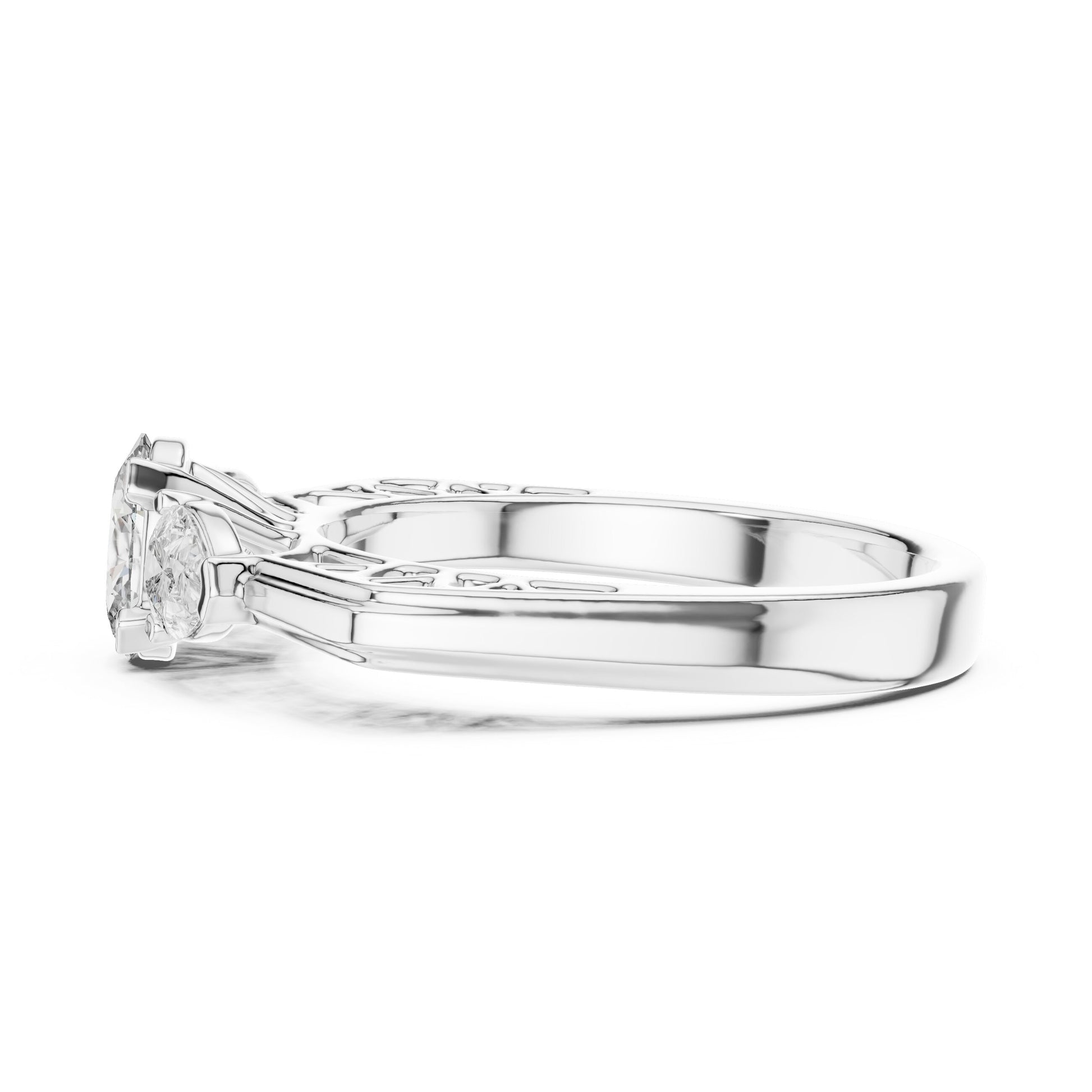 Round Three Stone Lab Grown Diamond Ring