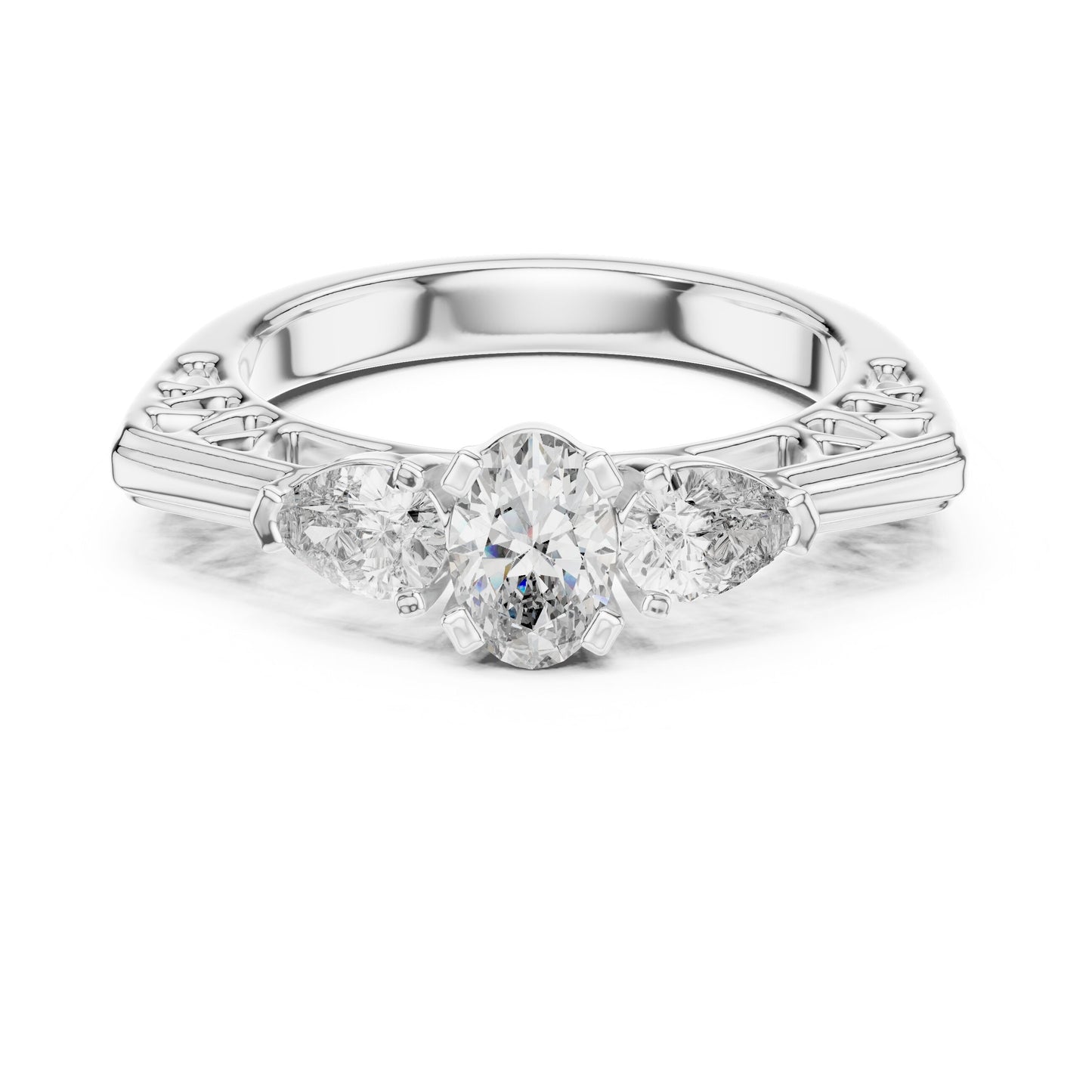 Round Three Stone Lab Grown Diamond Ring