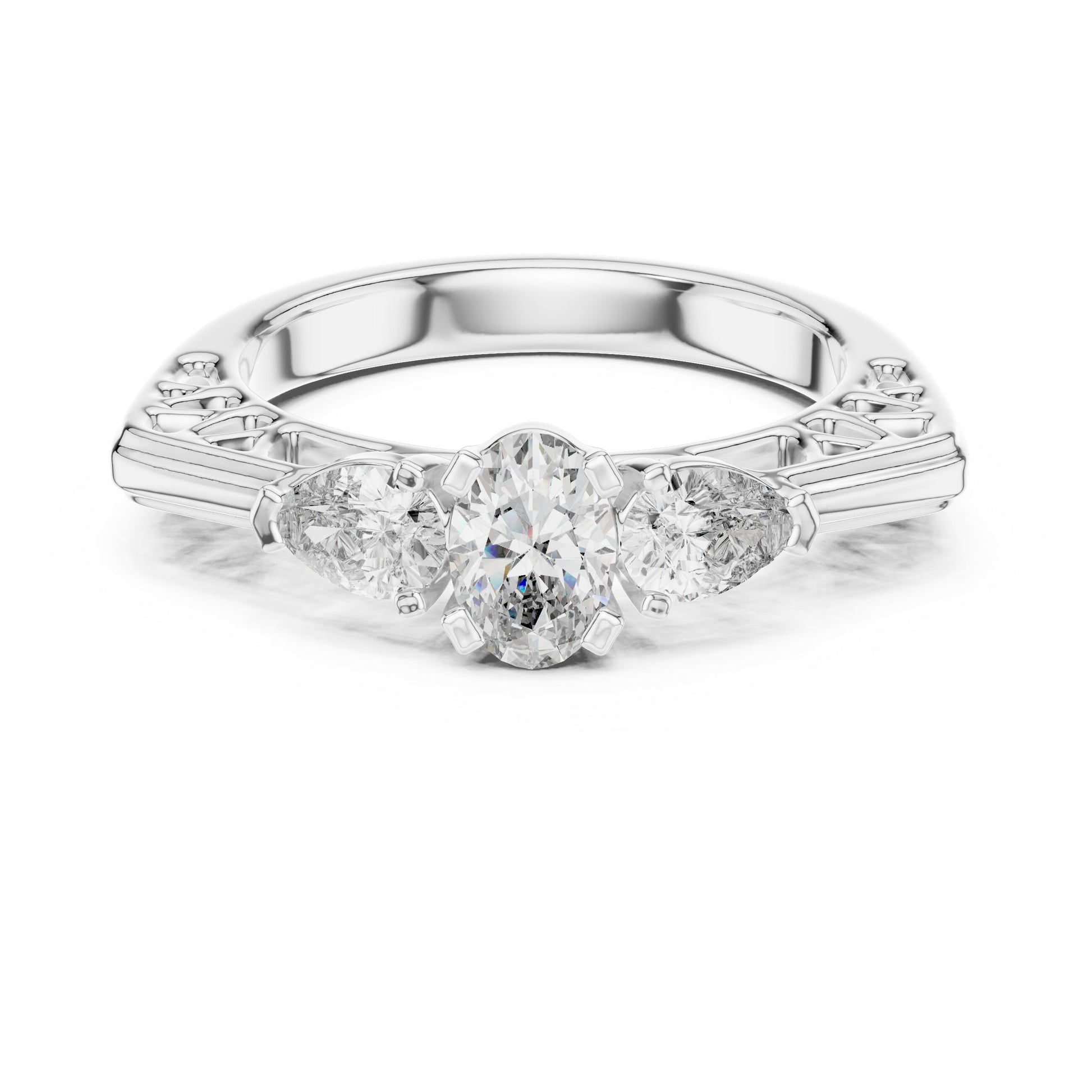 Round Three Stone Lab Grown Diamond Ring