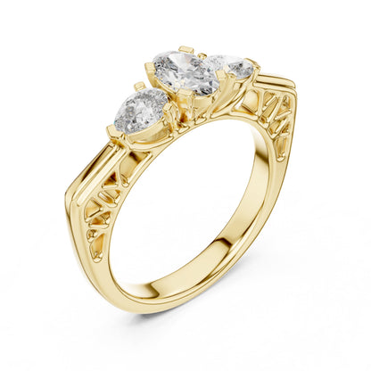 Round Three Stone Lab Grown Diamond Ring