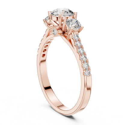 Round Three Stone Lab Grown Diamond Ring