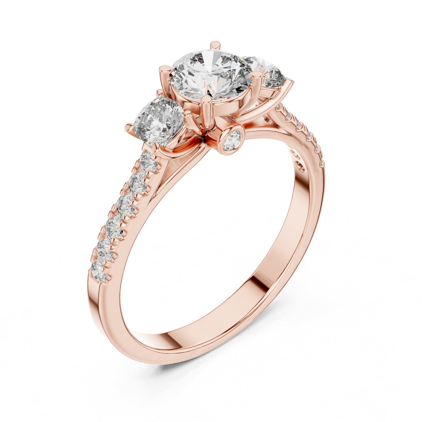 Round Three Stone Lab Grown Diamond Ring