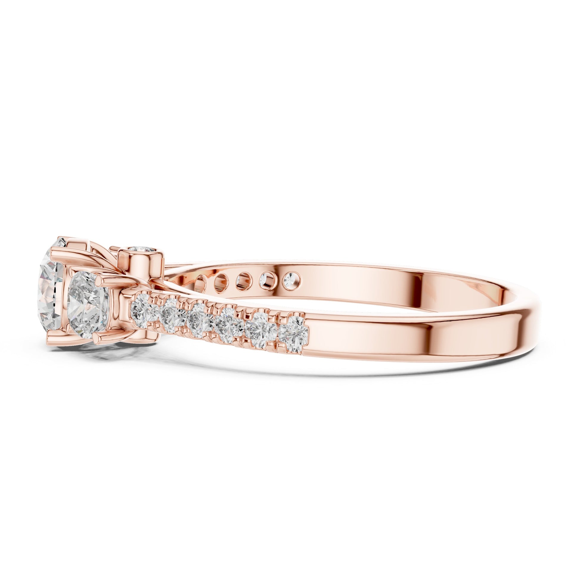 Round Three Stone Lab Grown Diamond Ring