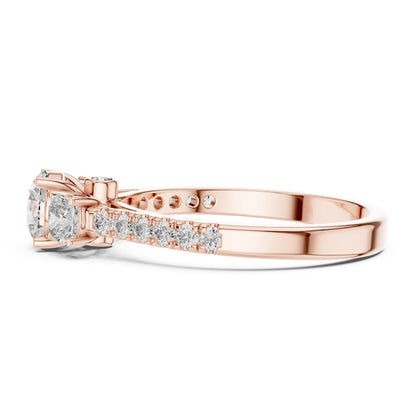 Round Three Stone Lab Grown Diamond Ring