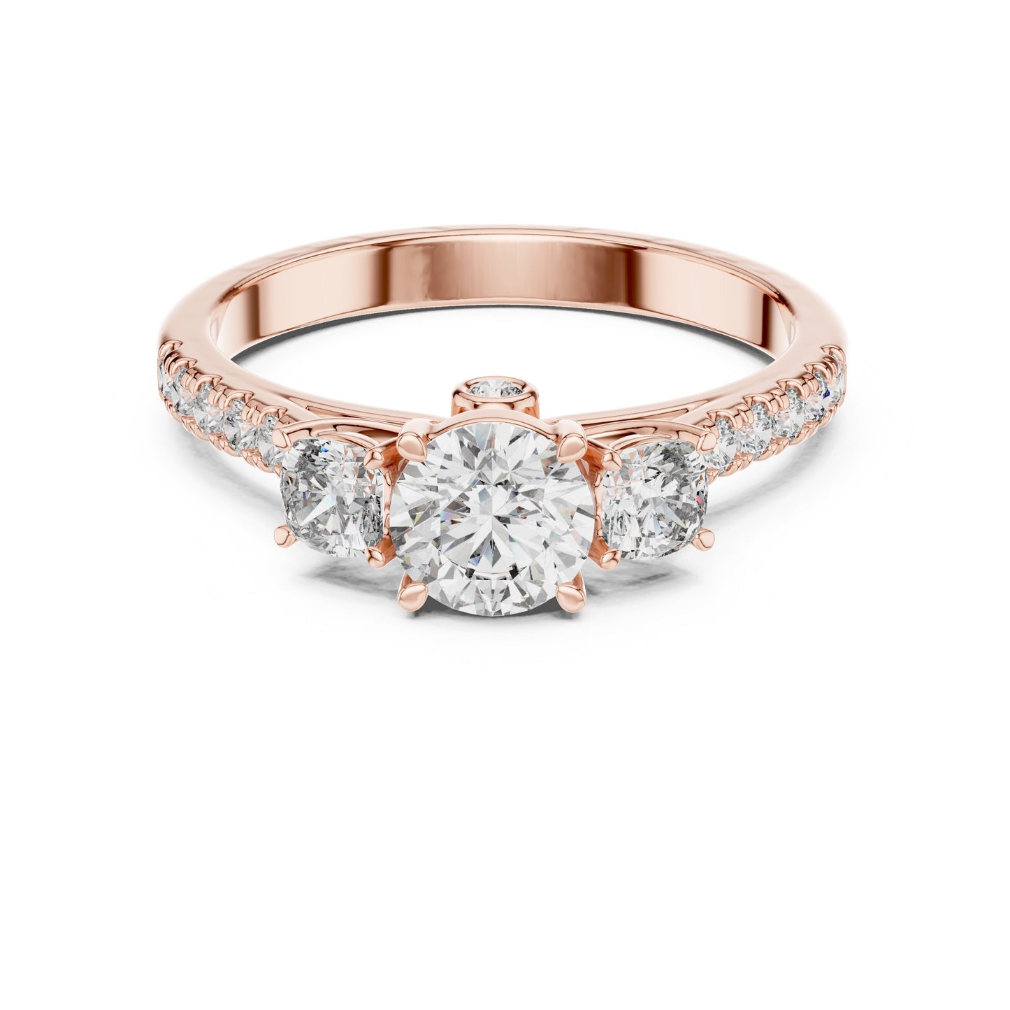 Round Three Stone Lab Grown Diamond Ring