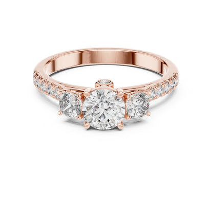 Round Three Stone Lab Grown Diamond Ring