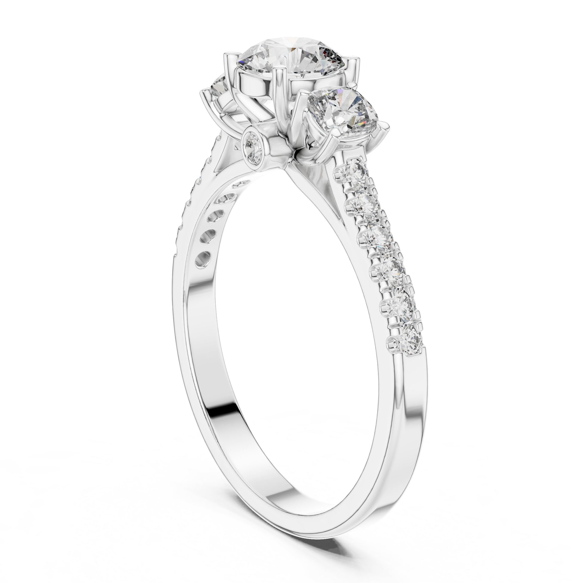 Round Three Stone Lab Grown Diamond Ring