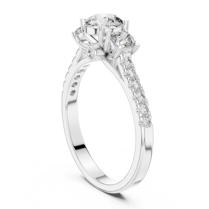 Round Three Stone Lab Grown Diamond Ring