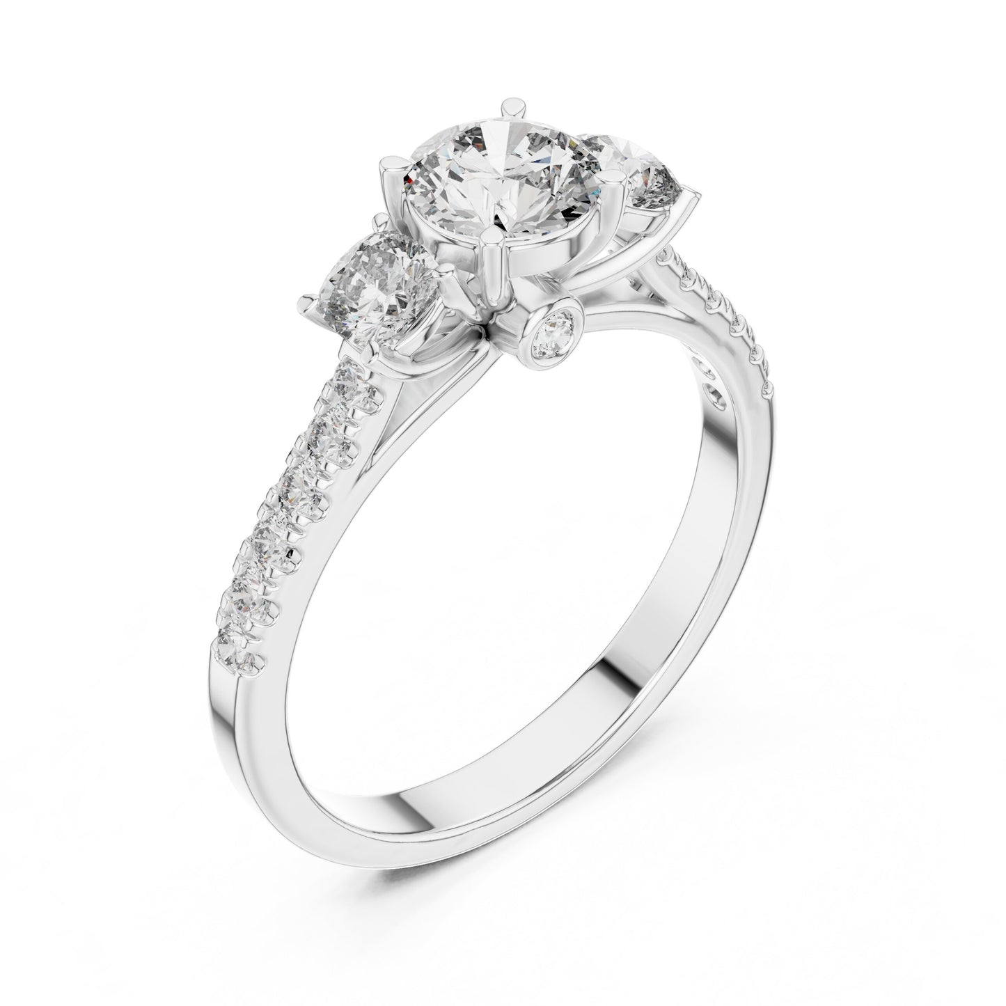Round Three Stone Lab Grown Diamond Ring