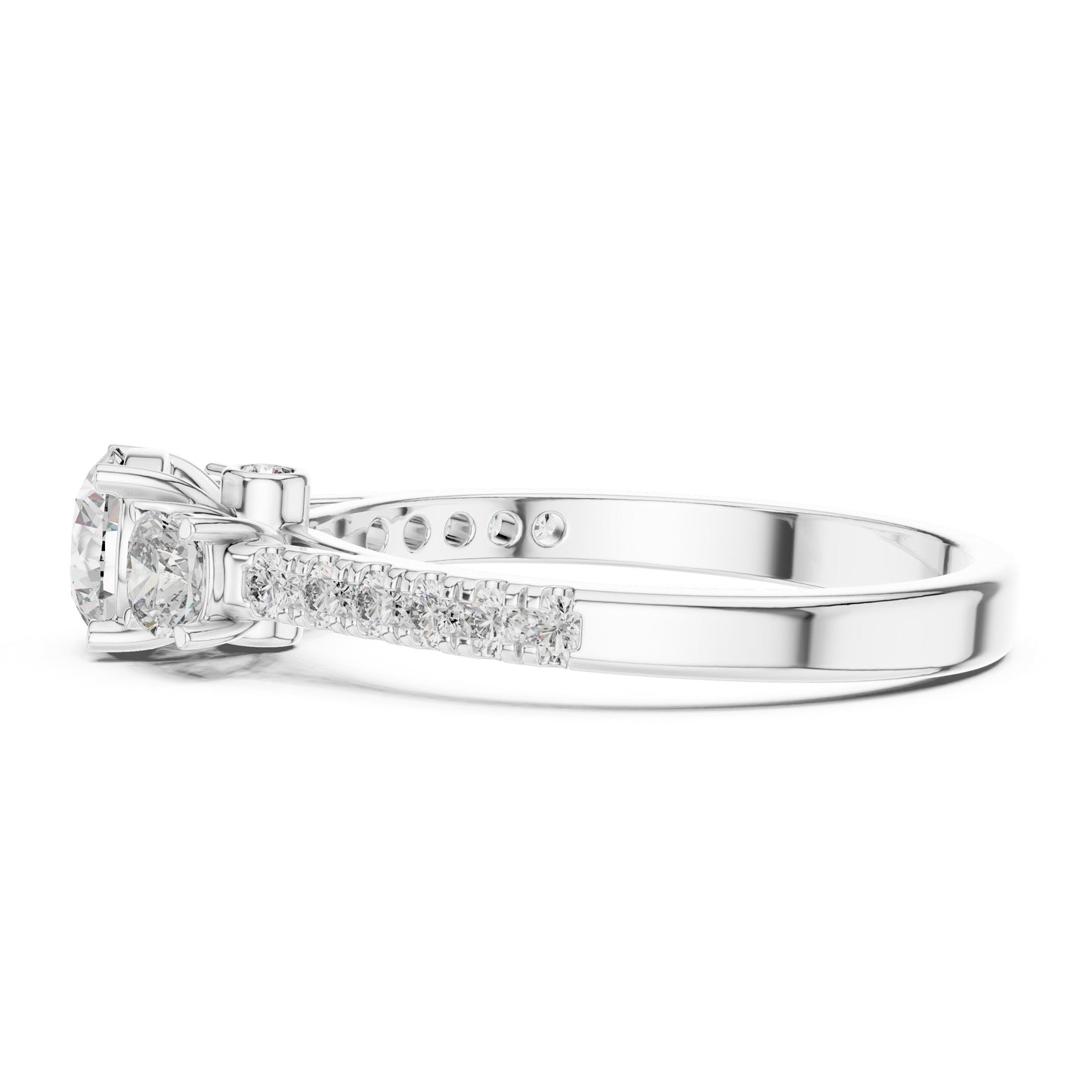Round Three Stone Lab Grown Diamond Ring