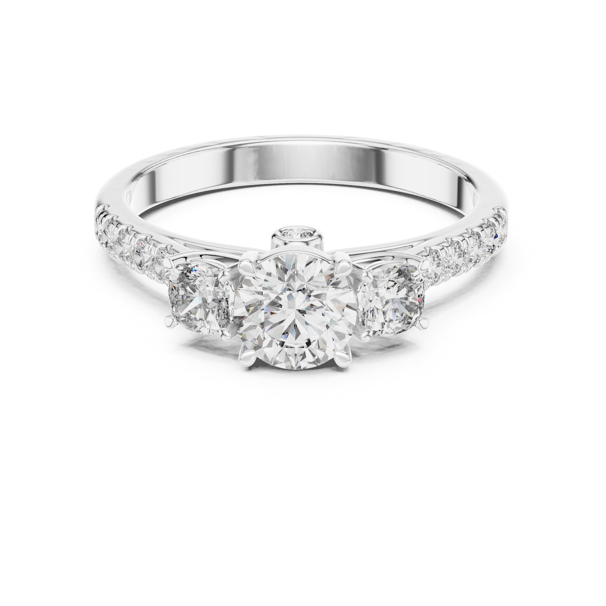 Round Three Stone Lab Grown Diamond Ring