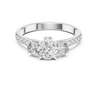 Round Three Stone Lab Grown Diamond Ring