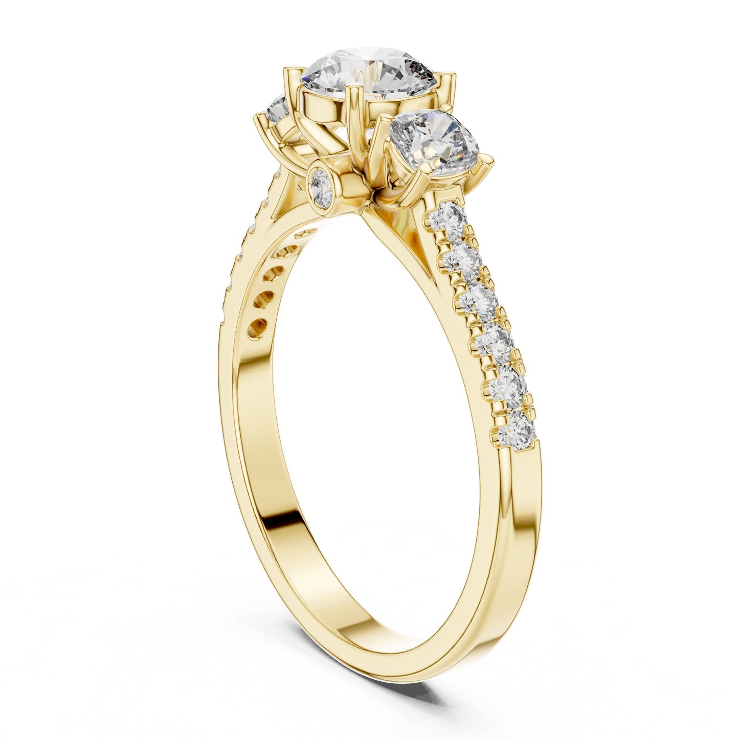 Round Three Stone Lab Grown Diamond Ring