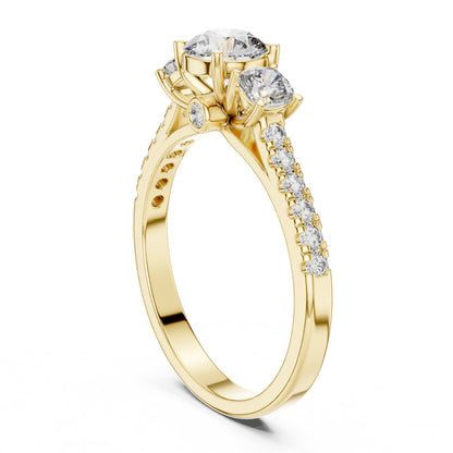Round Three Stone Lab Grown Diamond Ring
