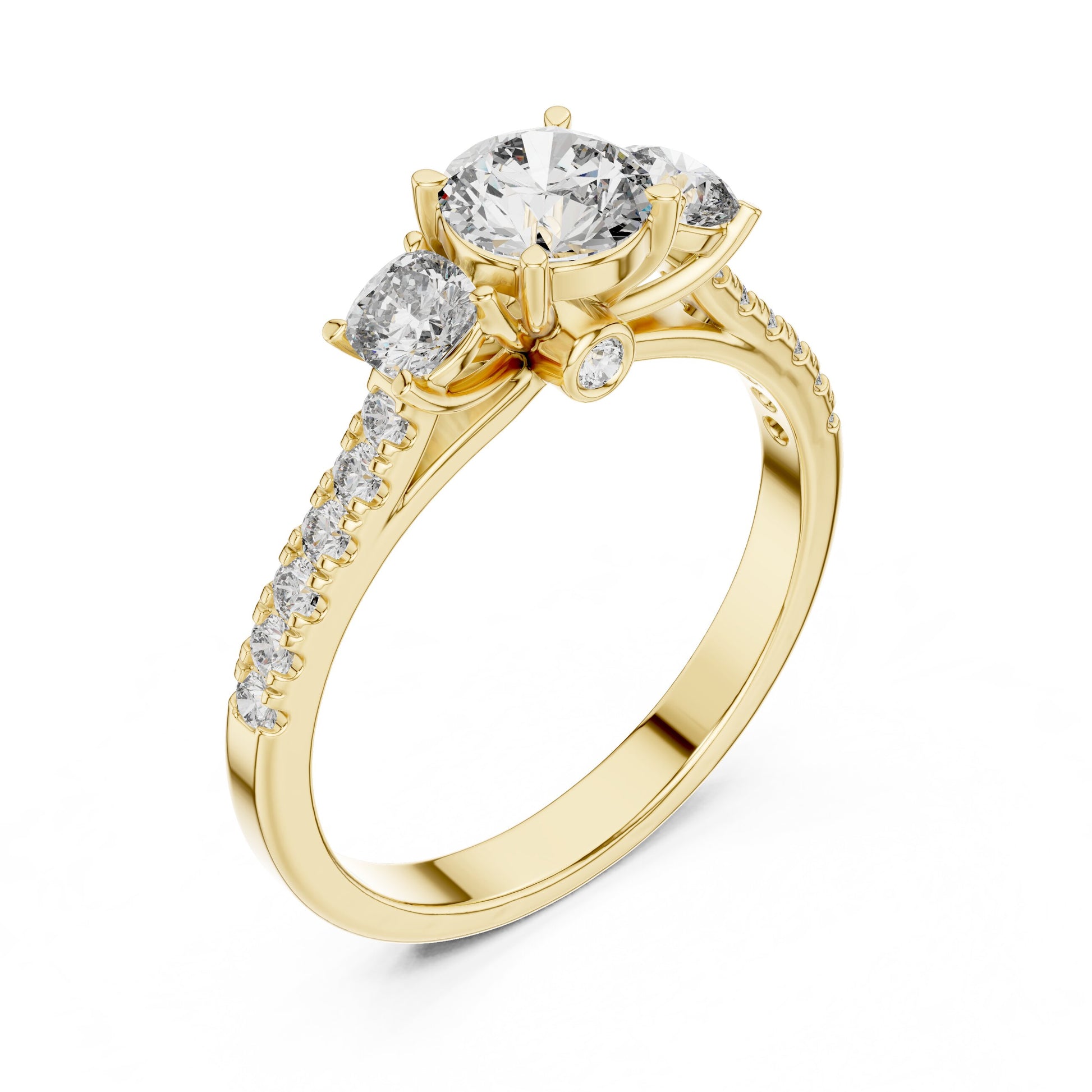 Round Three Stone Lab Grown Diamond Ring