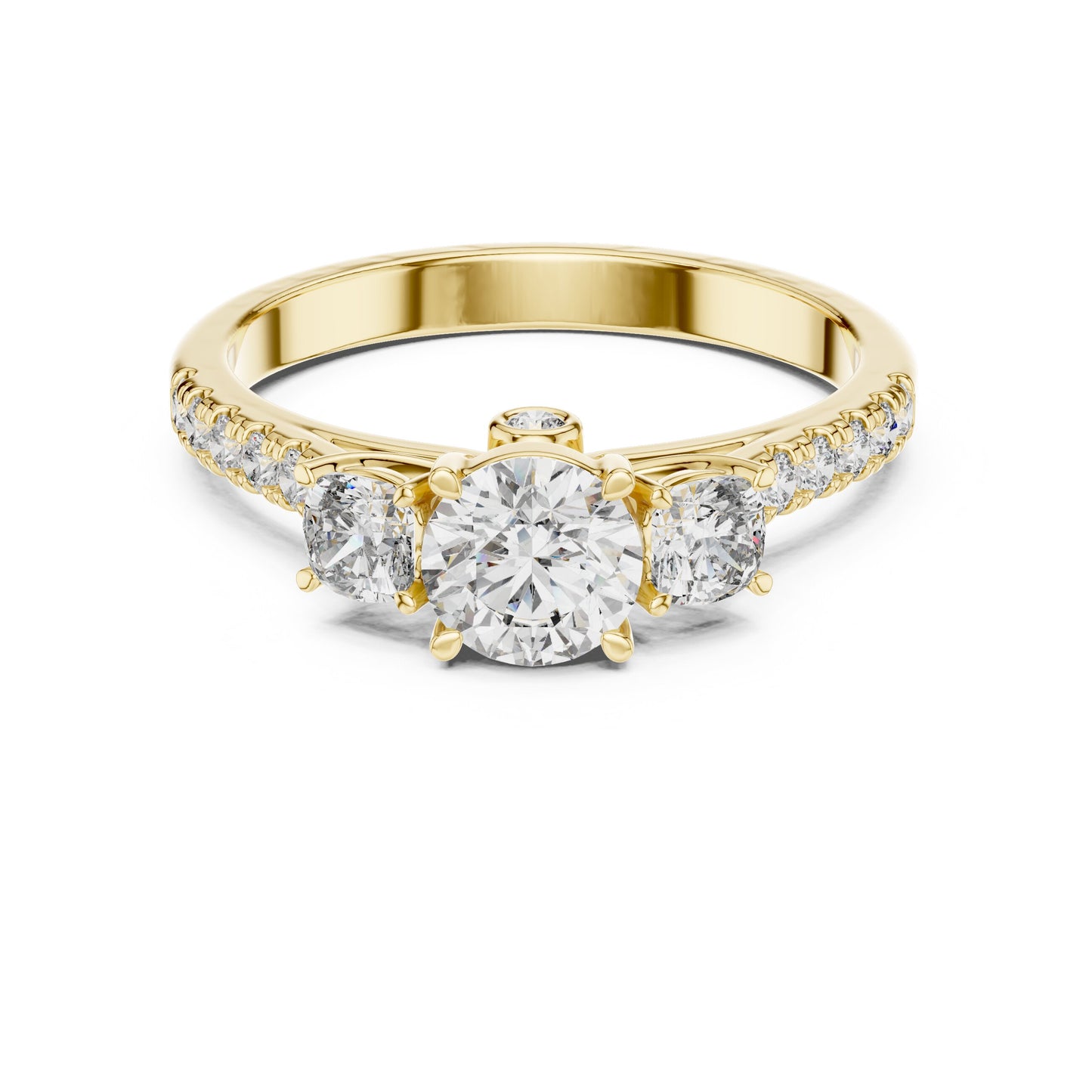 Round Three Stone Lab Grown Diamond Ring