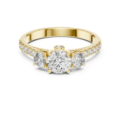 Round Three Stone Lab Grown Diamond Ring