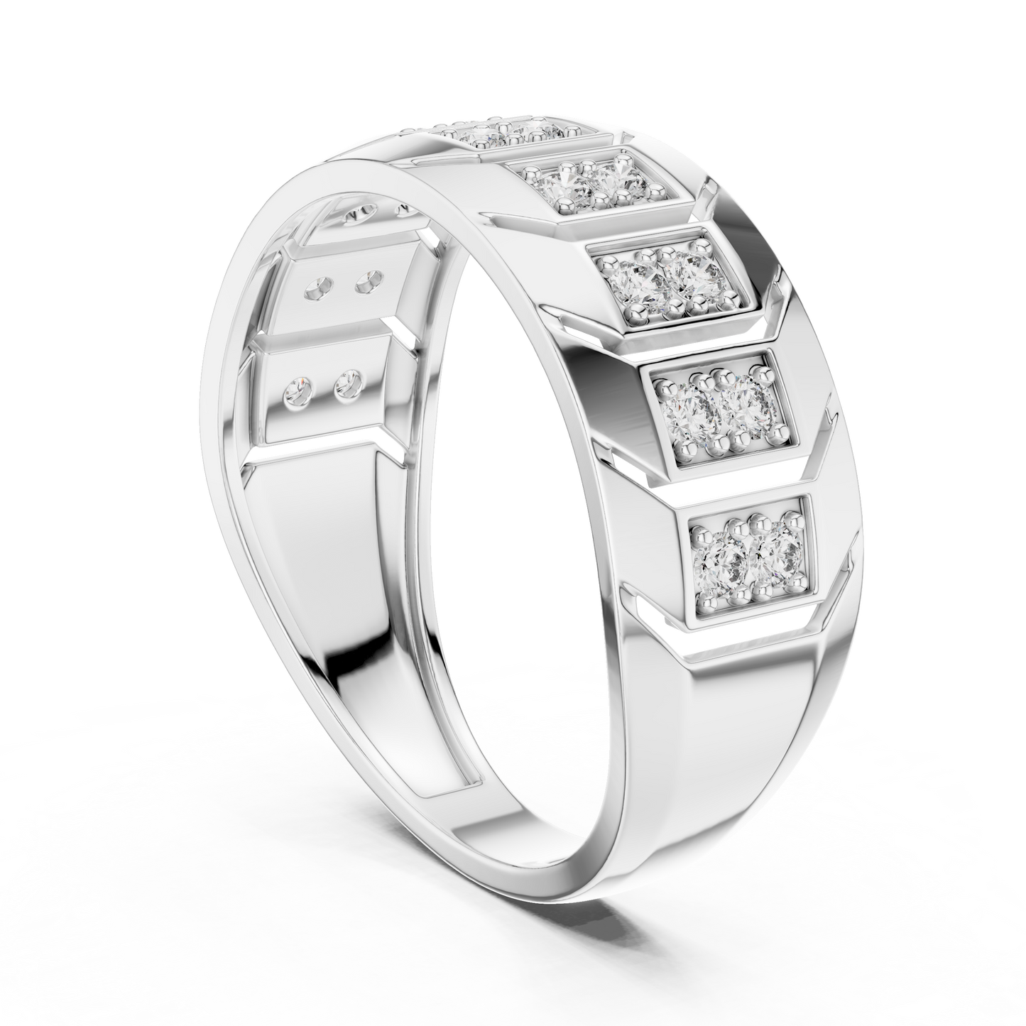 Round Side Stone Lab Grown Diamond Ring