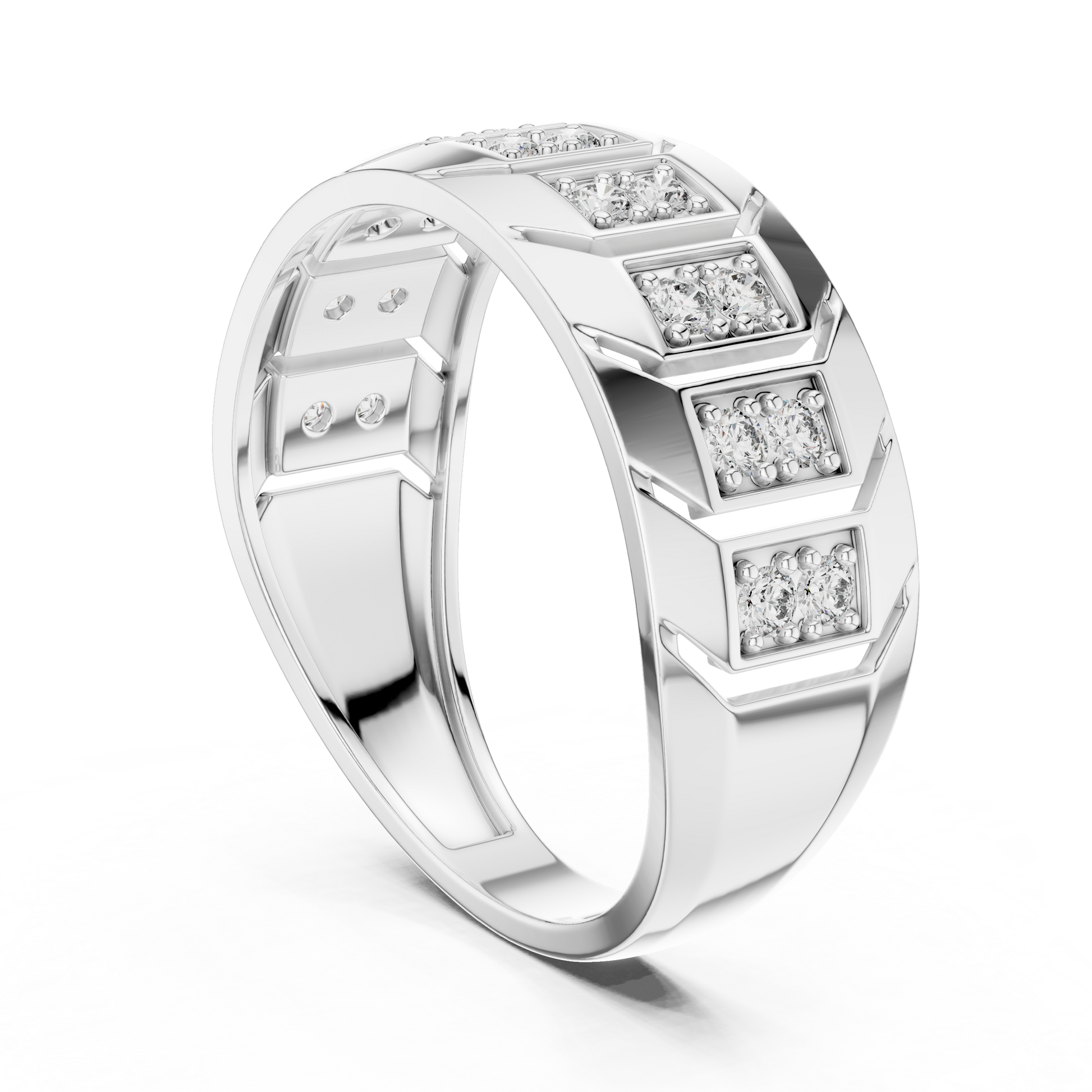 Round Side Stone Lab Grown Diamond Ring