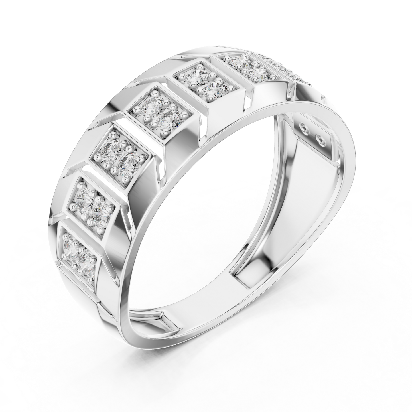 Round Side Stone Lab Grown Diamond Ring