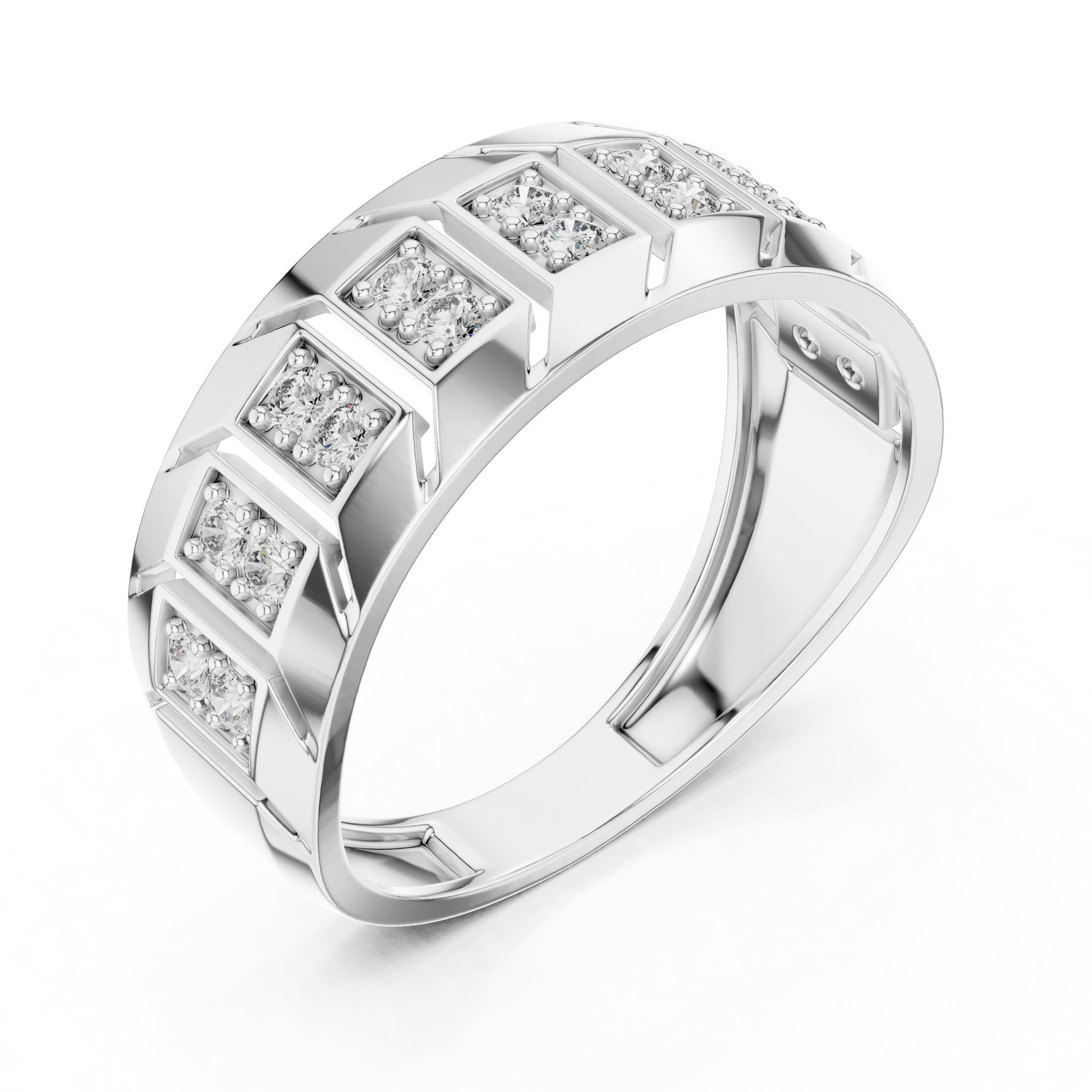 Round Side Stone Lab Grown Diamond Ring