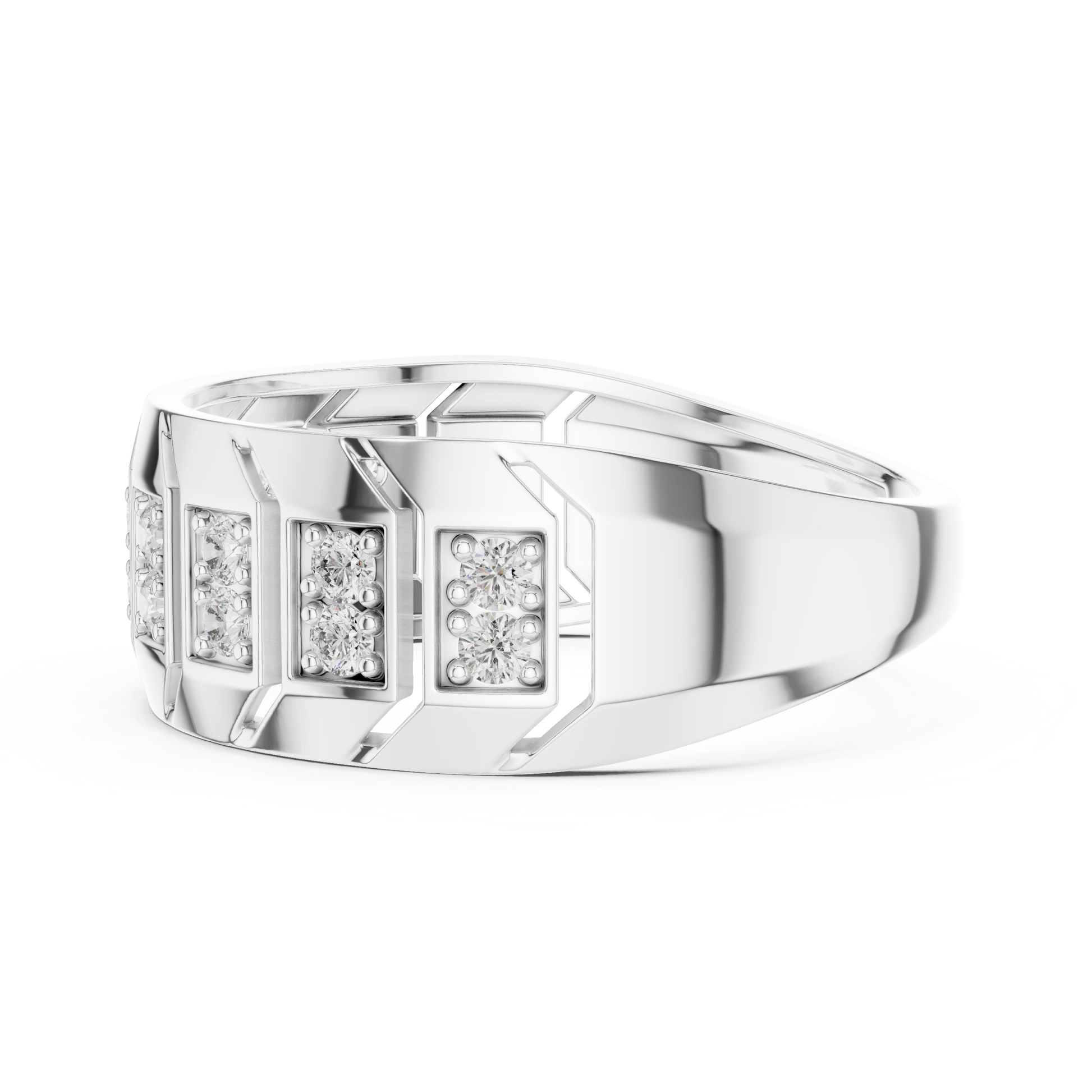 Round Side Stone Lab Grown Diamond Ring
