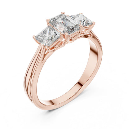 Round Three Stone Lab Grown Diamond Ring