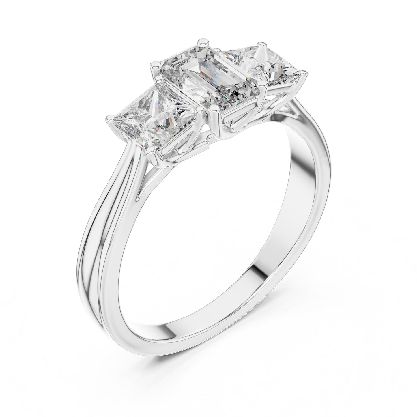 Round Three Stone Lab Grown Diamond Ring